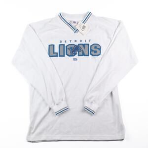 Detroit Lions NFL Long Sleeve Mesh Shirt Men’s Medium White Embroidered Logo NWT